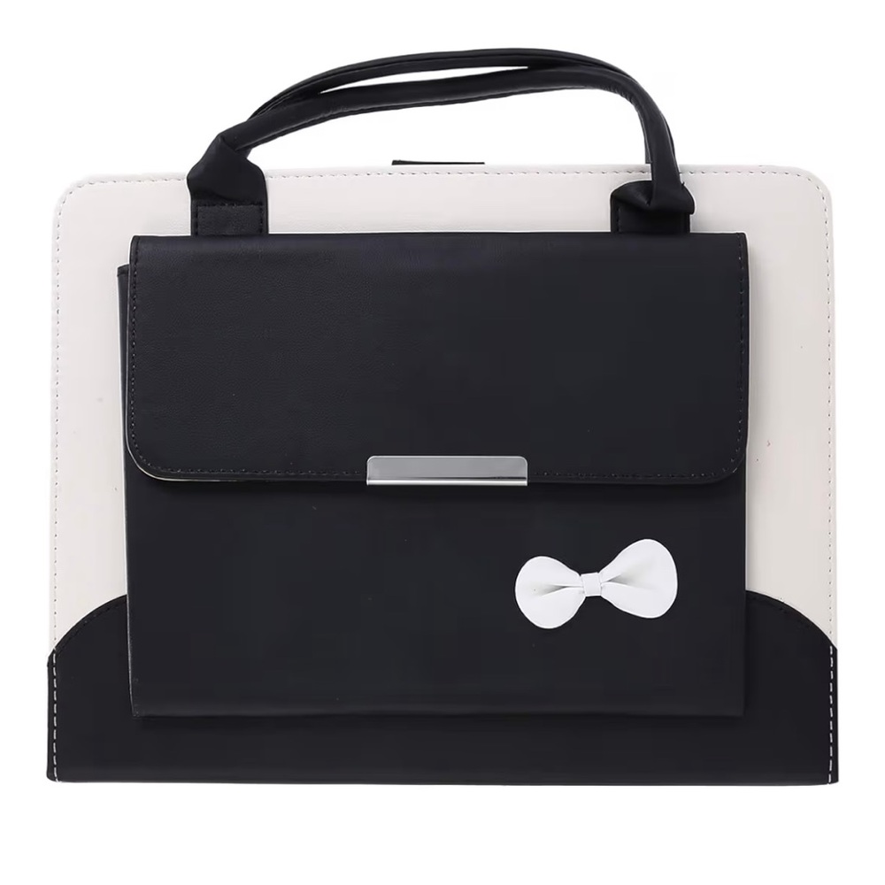 Black and White iPad Pro & Air 13” Carrying Case with Carry Handles & Bow Accent